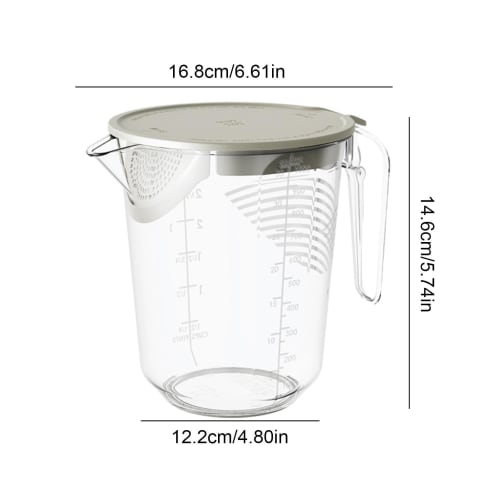 Transparent Measuring Cup - 1000ml Multifunctional Filter Measuring Cup with Egg and Milk Whisk, Graduated Measuring Cup, 4 Capacity Units, Mixing Ket