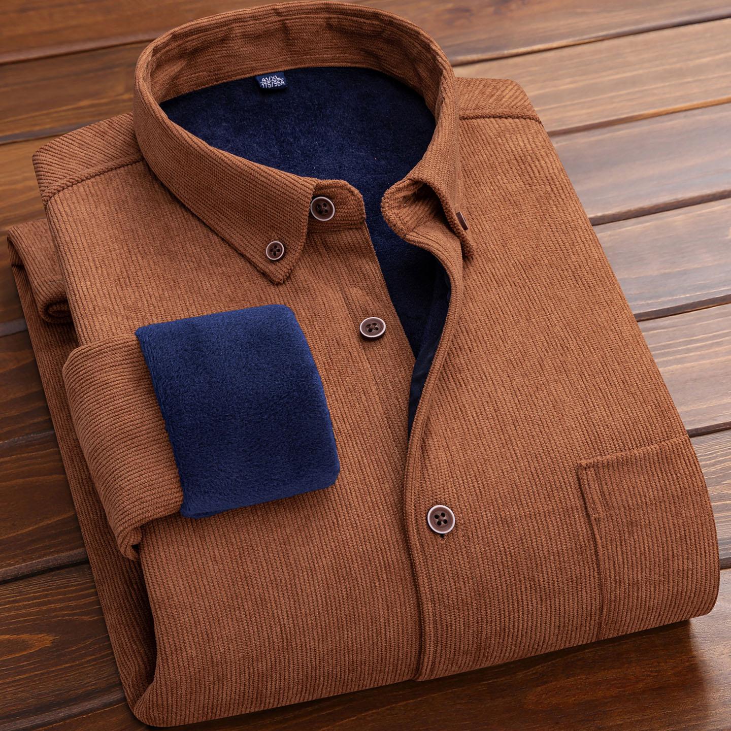 

Зимняя толстая теплая повседневная рубашка из вельвета для мужчин, 2 слоя с длинным рукавом, обычная посадка, офисные мужские рубашки для отдыха, топы 6XL жёлтый