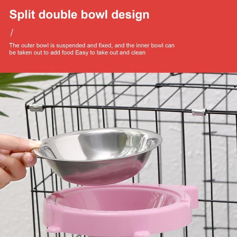 Removable Stainless Steel Pet Bowls for Cages Coops Cup Food & Water Feeder for Small Animals Watering Feeding 2Packs