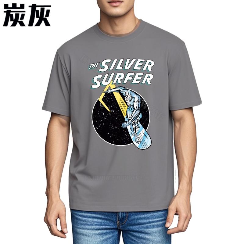 Tee Shirt Cotton Vintage Tshirt Silver Surfer Riding Cosmic Wave ONeck Unisex Tshirt Fashionable Essential Teeshirts Short