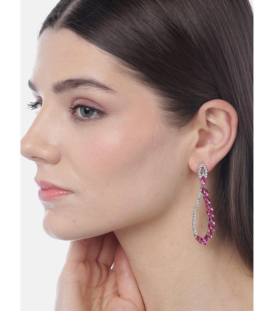 Jewellery Celebrity Inspired Crystal Studded Dangler Earings Earrings for Girls and Women
