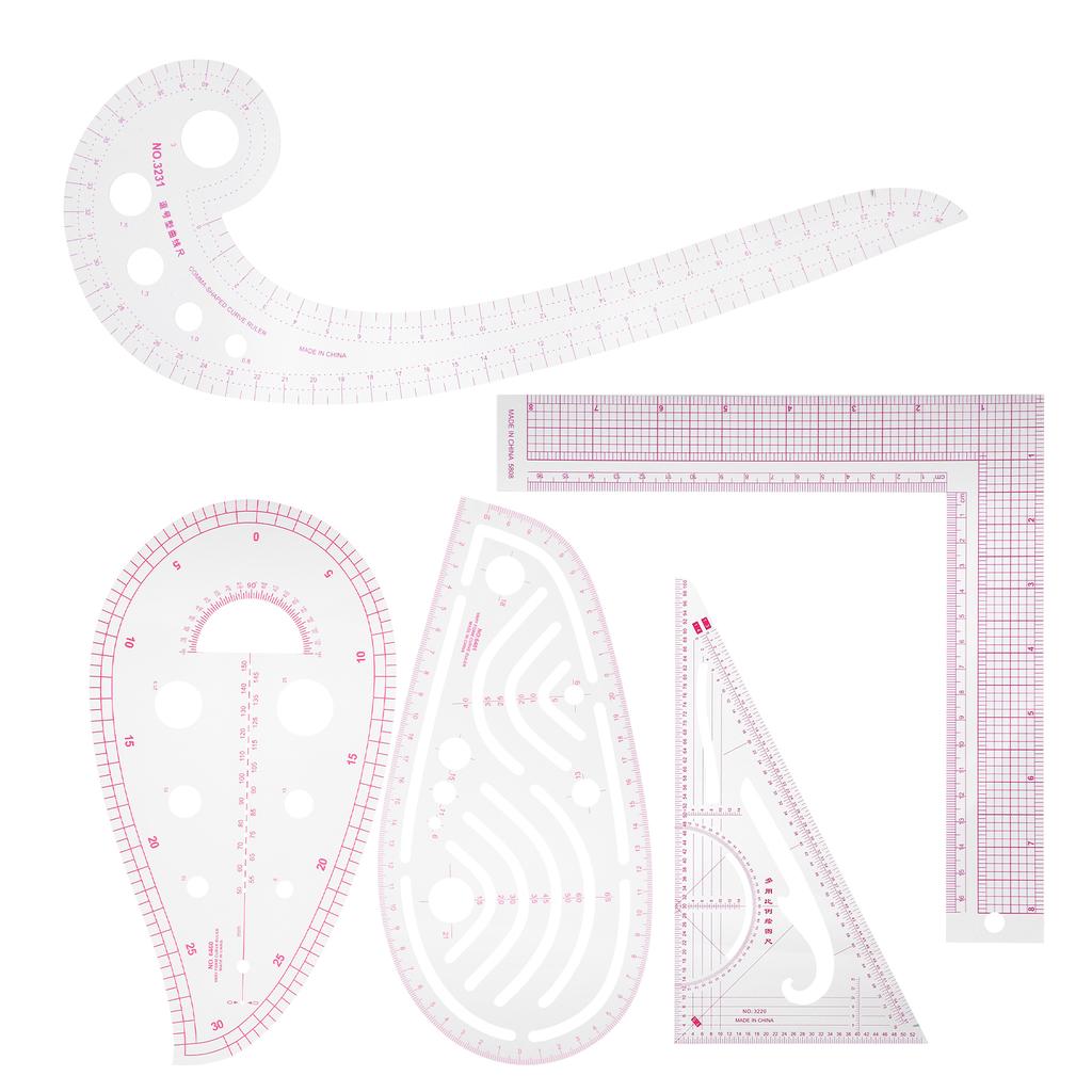 5pcs Sewing Ruler MultiFunction Curve Shaped Grading Tailor Clothing Making Toos