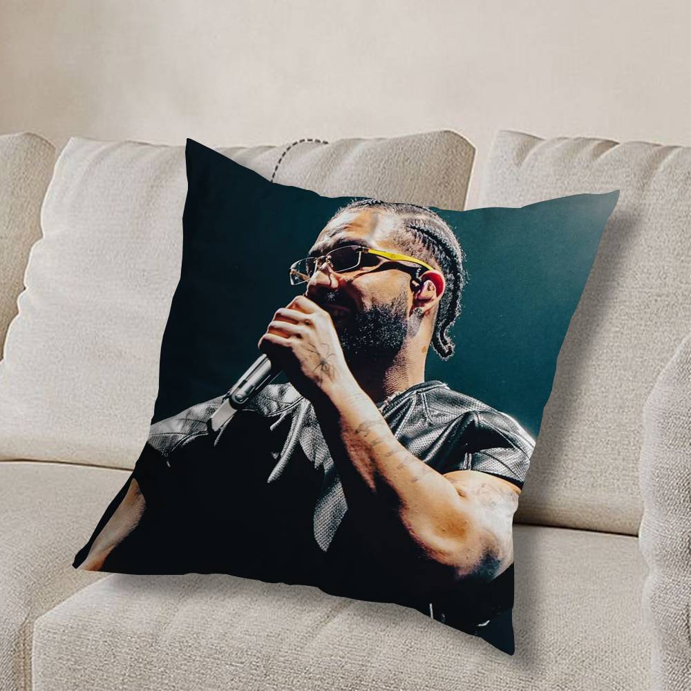 cool D-Drake OvO Rap Pillow Case Square Double-Sided Printing Short Plush Sofa Cushion Cover Bedroom Bedside Pillow