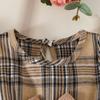 Girls' Sleeveless Plaid Ruffle Dress with Bow