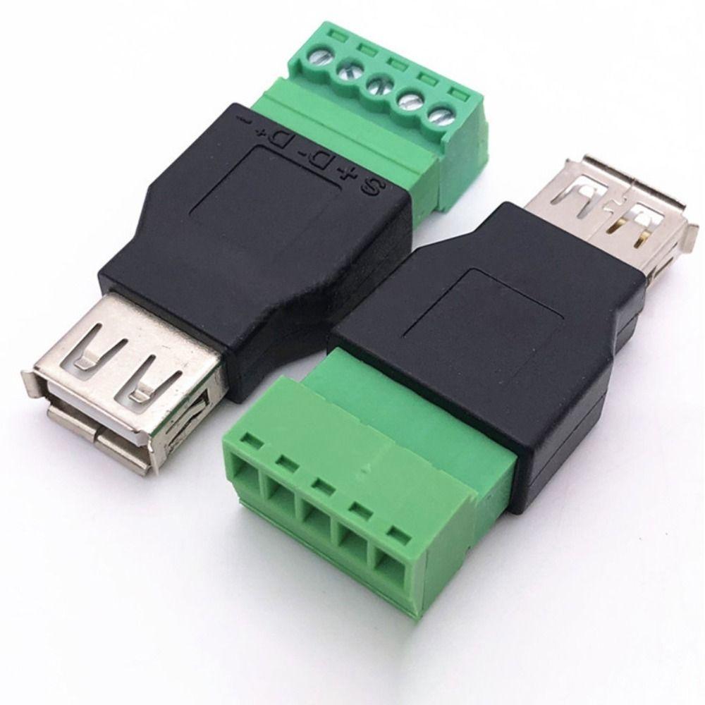 2 PCS Connector Screw Connector USB2.0 USB Jack Solderless Cable Screw Terminal Plug  Female