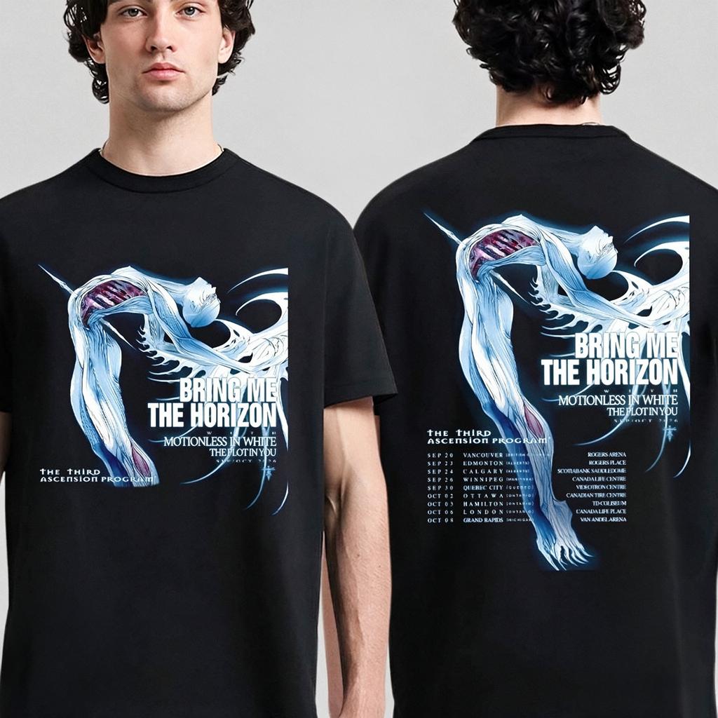 BMTH Bring Me The Horizon Third Ascension Tour T-Shirt Rückseite Tourdaten Aufdruck Unisex Oversized Metalcore Fan Kurzarm