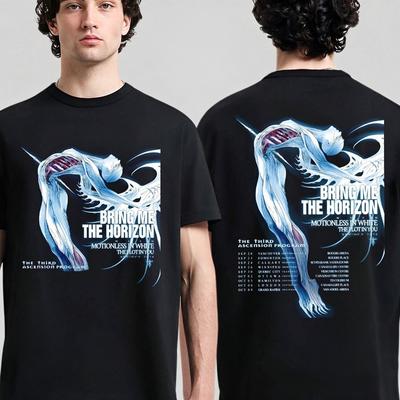 BMTH Bring Me The Horizon Third Ascension Tour T-Shirt Rückseite Tourdaten Aufdruck Unisex Oversized Metalcore Fan Kurzarm
