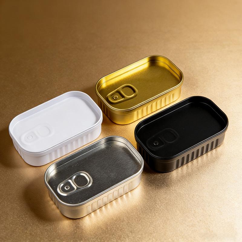 1/4Pcs Sardine Can Shaped Storage Tin Box Portable Metal Material Sealed Jar With Lid For Storing Small Items Household Goods