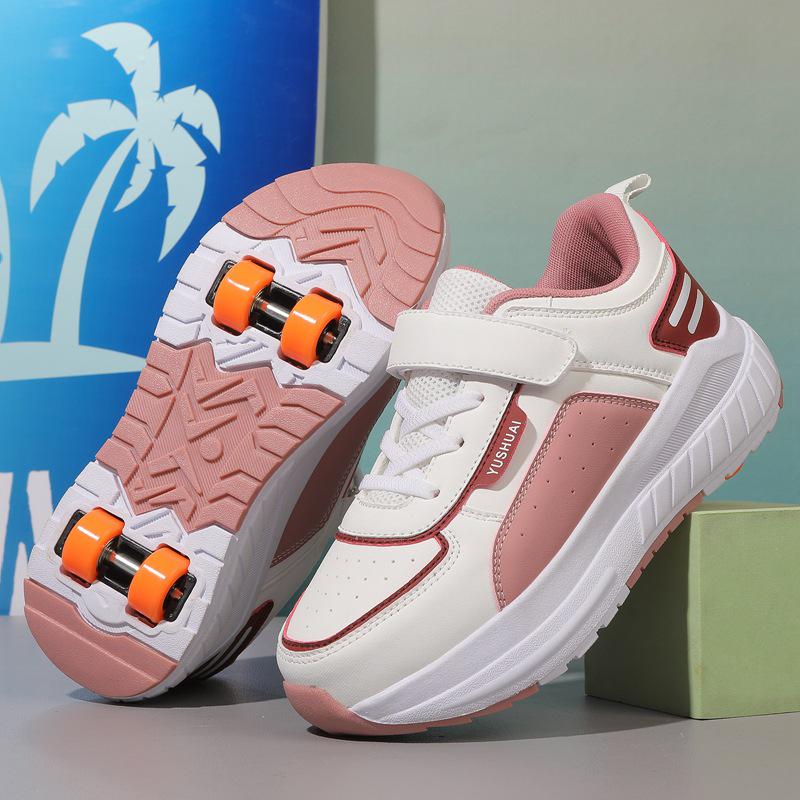 Transformable Double Roller Skates for Kids: Stylish Boys & Girls Wheeled Sneakers