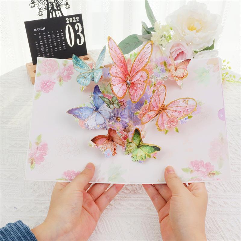 Creative Birthday Festival Universal Three-dimensional Greeting Card Butterfly Flowers Father's Day 3D Card High-end Teacher's Day Gift