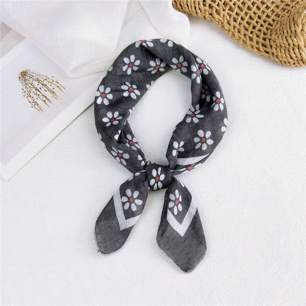Eșarfă pătrată mică din bumbac și in Eșarfă din mătase Primăvară și toamnă pentru femei Stil nou artistic și versatilă la modă Esarfă cu bentiță cu temperament