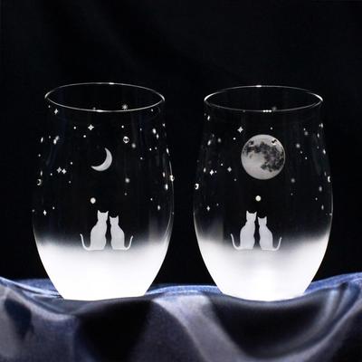 Atelier Kies Cat Motif Glass Set Moon Crescent Moon Night Sky Pair (Full + Set)