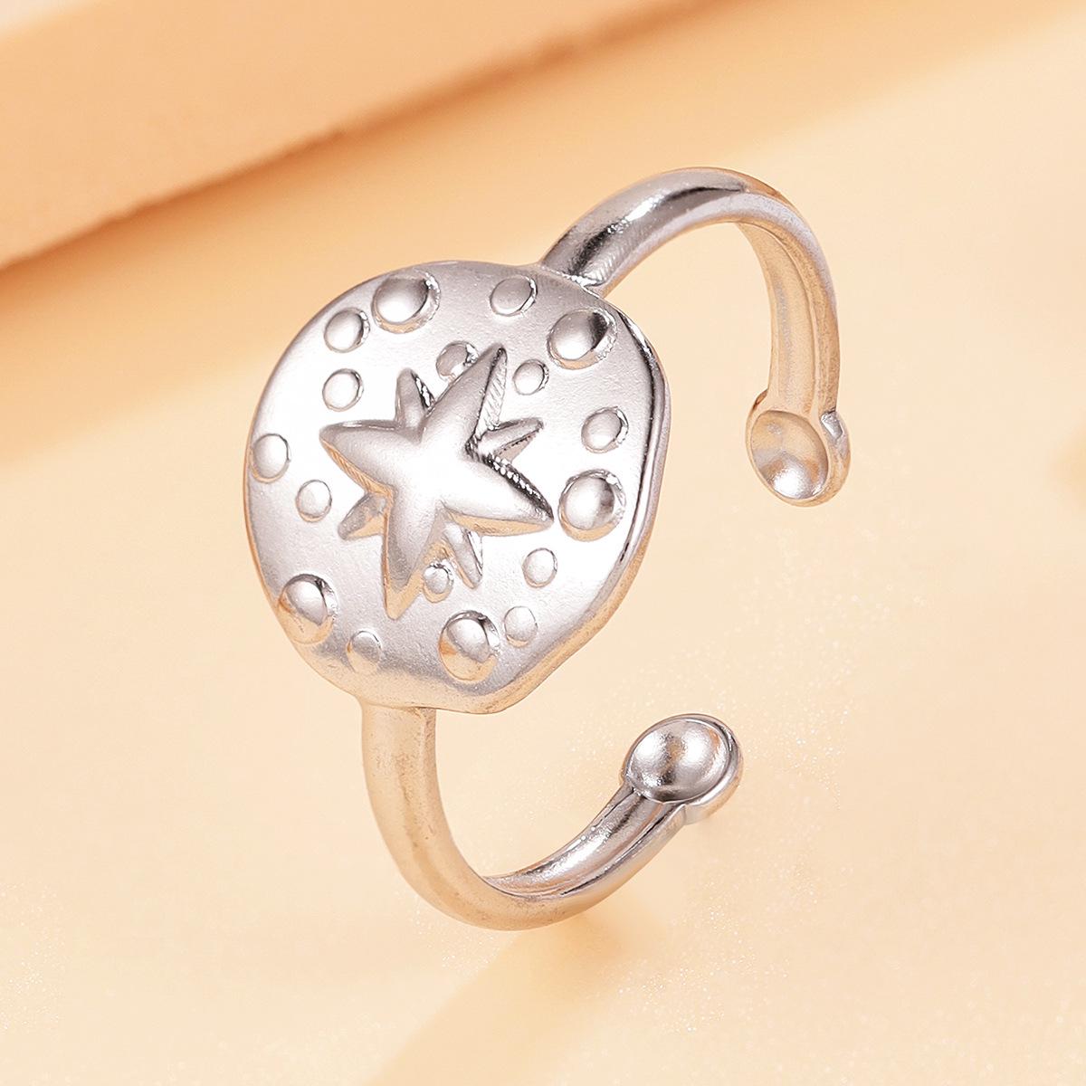 Elegant Eight-Pointed Star Stainless Steel Adjustable Women s Ring