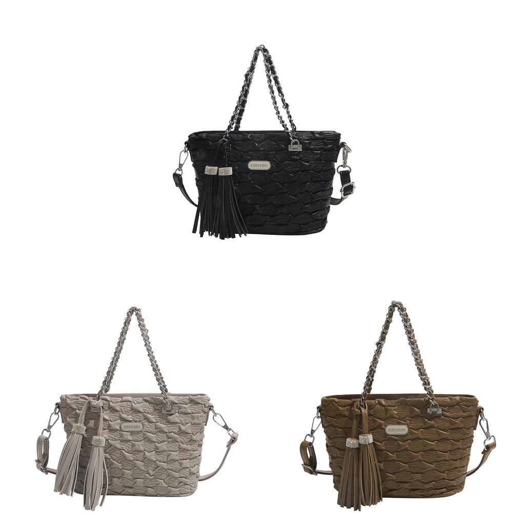 Pu Water Bucket Bag With Zipper Pocket For Daily Casual Women