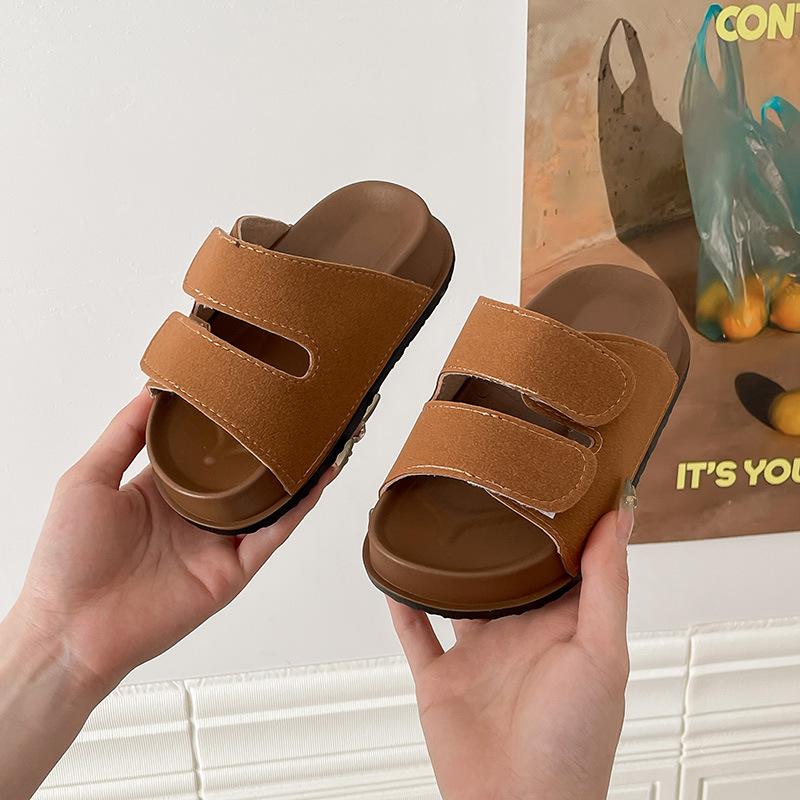 

Children s Fashionable Thick-soled Slippers For Boys, Outerwear With Velcro Fasteners, Sandals For Girls With Exposed Toes, Bohemian-style Shoes 24-25