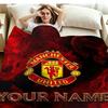 1PC Manchester United F Custom Name Patterned Flannel Blanket Suitable For All Seasons for Home Decor Warmth and Comfort Gifts Holiday Present