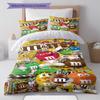 M&M's Bettwäsche mit individuellem Namensmuster, Steppbett-Set, Bettbezug, Kissenbezug, Heim-Geburtstagsgeschenk(1 Bettbezug + 2 Kissenbezüge, ohne Füllung)