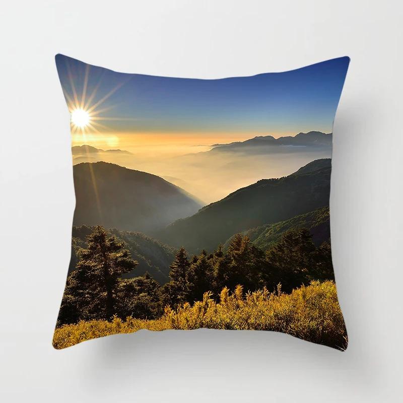 Luxury Home Decor Pillow Cover Car Living Room Sofa Cushion Cover Sunset Dusk Scenery Pattern Cushion Cover