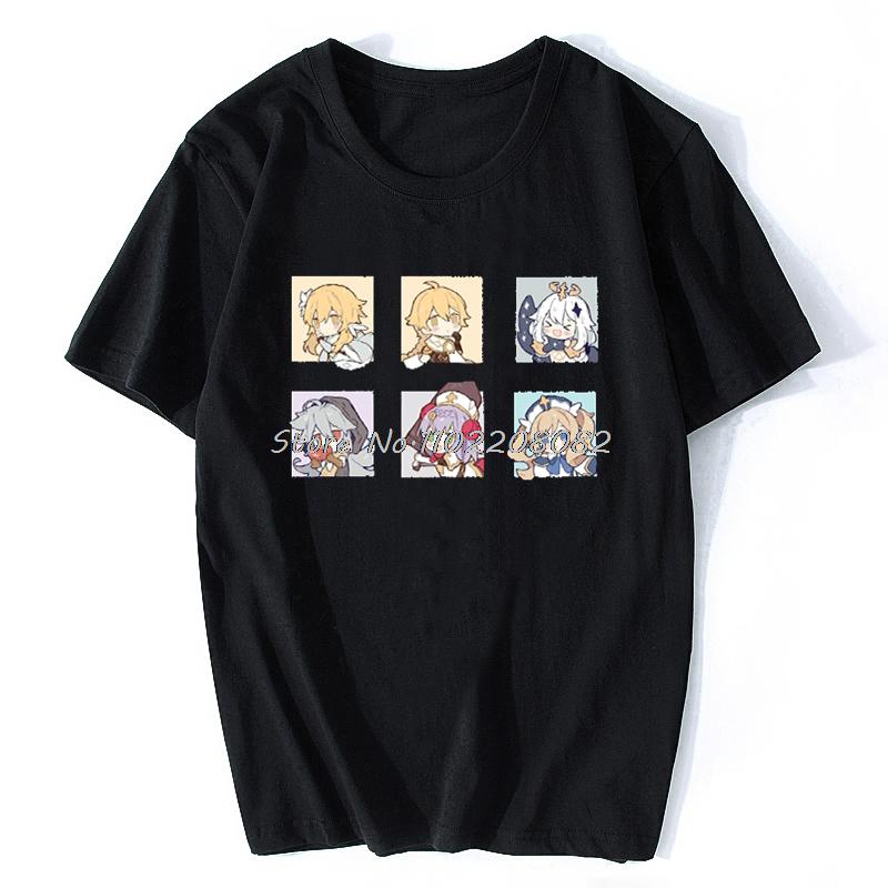 

New Genshin Impact T Shirt Kawaii Novelty Creative Tshirt Women Mne Casual Cartoon Tshirt Cotton Tees Streetwear Oversize 4XL