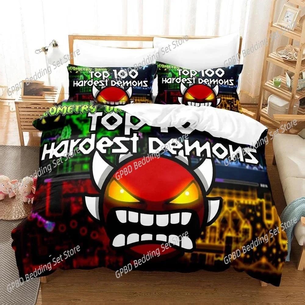 3D Game Geometry Dash Comfortable Duvet Quilt Cover Pillowcase Bedding Set Children Bedroom Decoration Home Textile