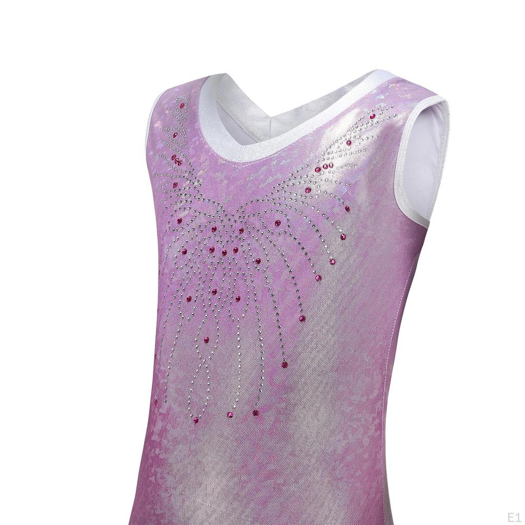 Girls Gymnastics Leotards Shiny Leotard Costume Sleeveless Athletic Acrobatic