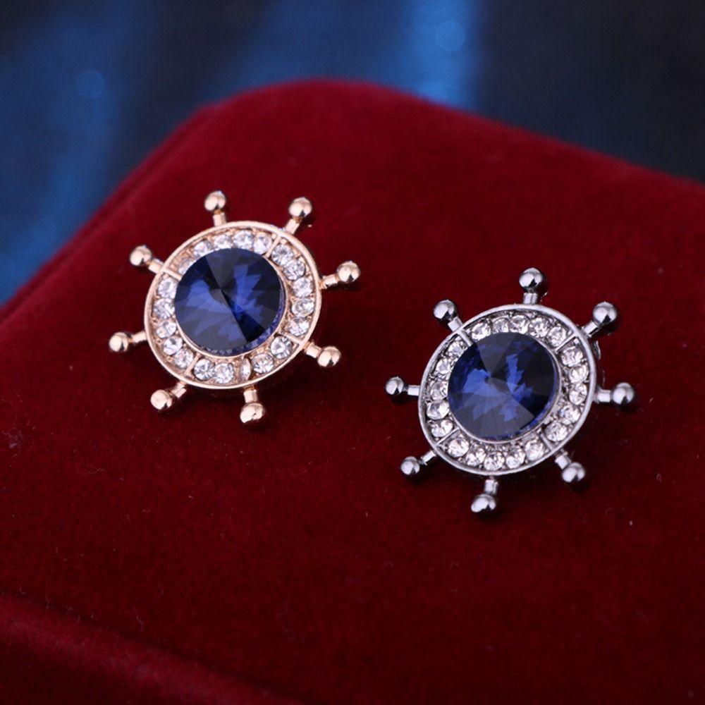 Zinc Zinc Alloy Rudder Collar Brooch Crystal Cute Man