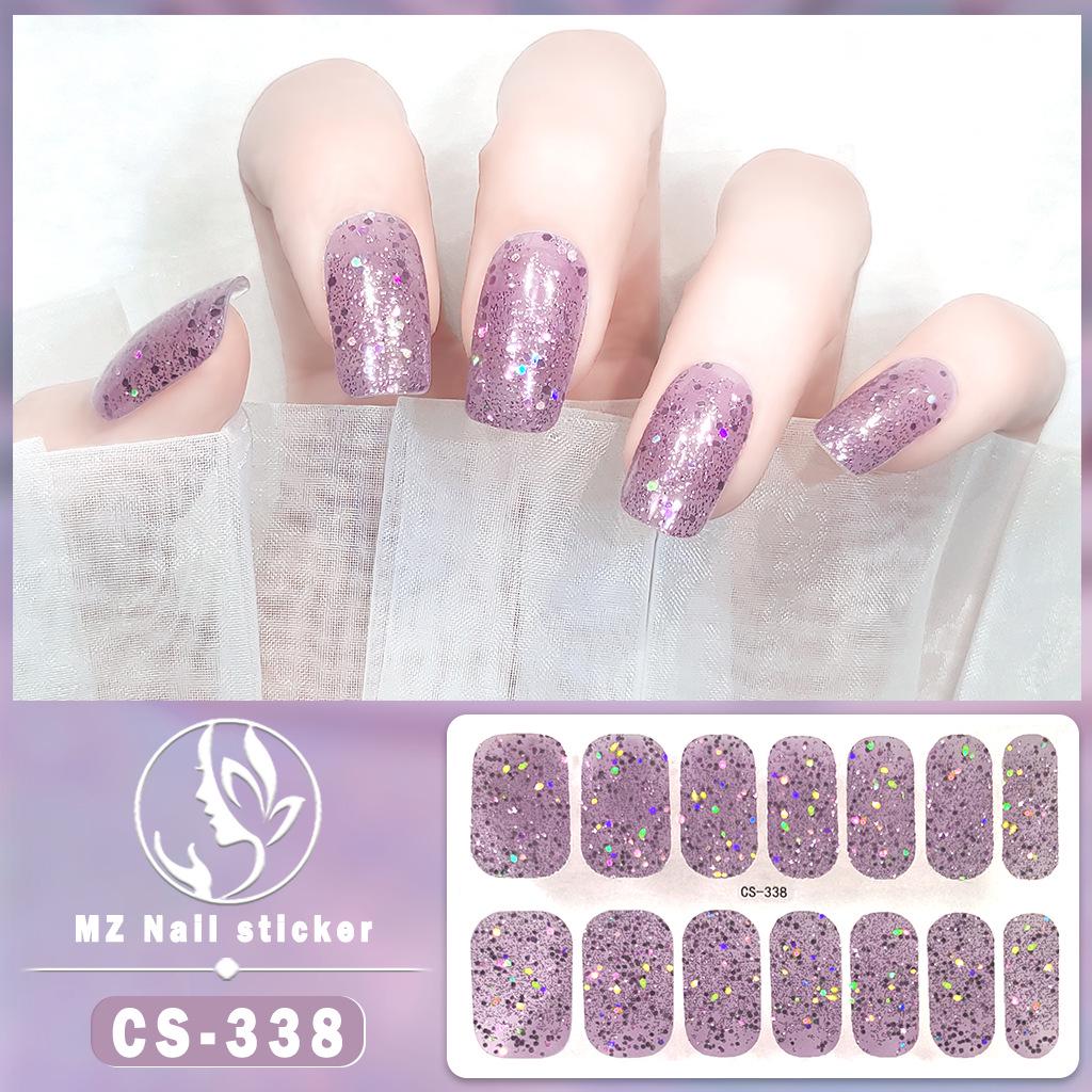 CS Waterproof No-Bake Gel Nail Polish: Full-Cover Korean-Style Multi-Color Glitter Nail Art Stickers