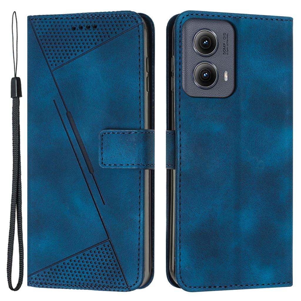 For Motorola Edge (2024) 5G Case Triangle Imprinted PU Leather Wallet Phone Folio Cover