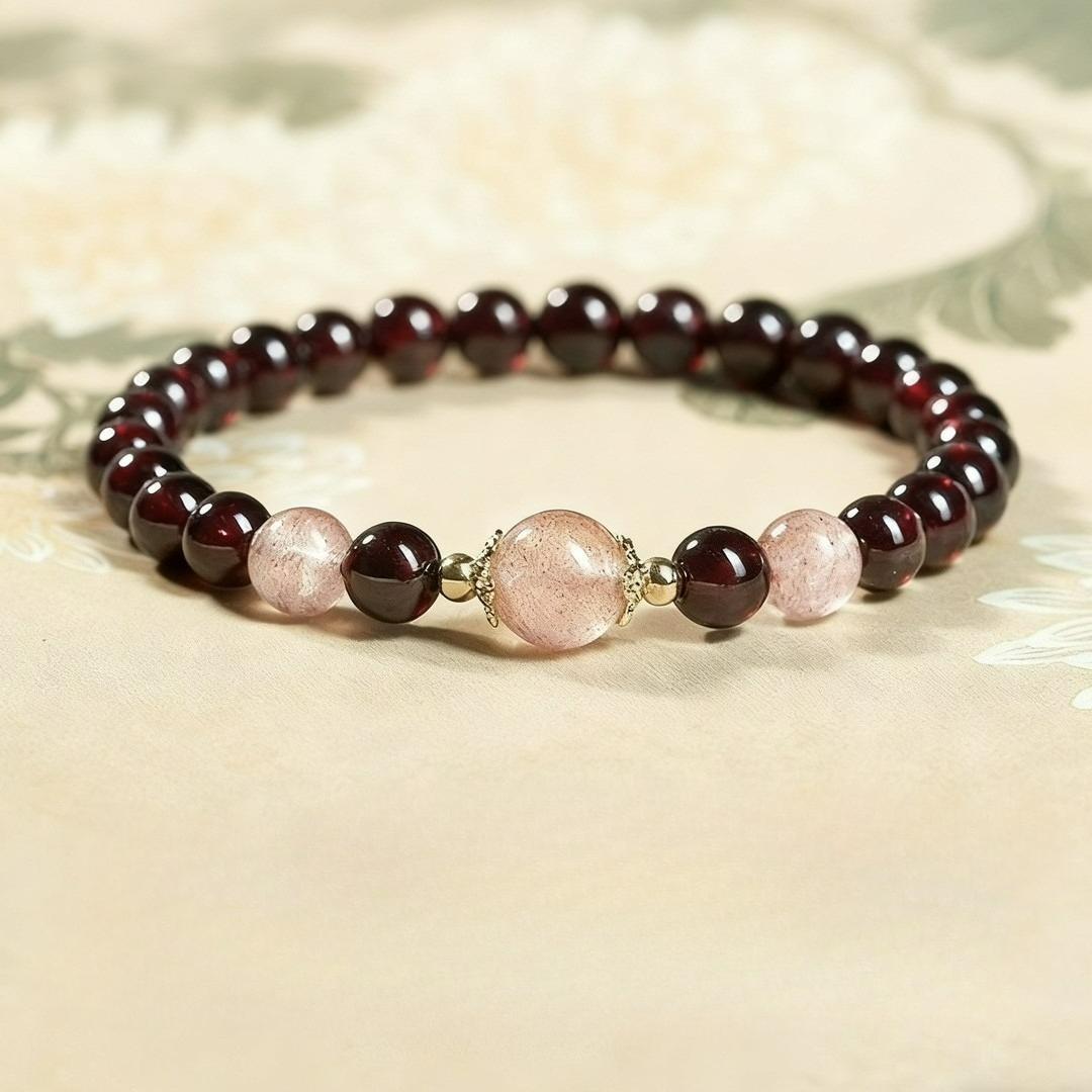Unisex Imitation Garnet Bracelet, 4mm/6mm, Fresh Natural Style standard