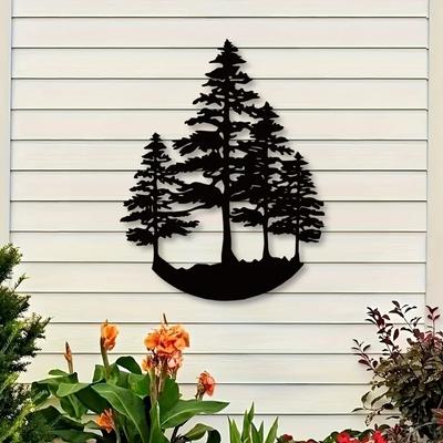 1 pieza Arte de pared de metal de árbol de pino, Decoración de pared de árbol de metal, Letrero de naturaleza, Regalo único para el hogar, Decoración de granja de bosque natural