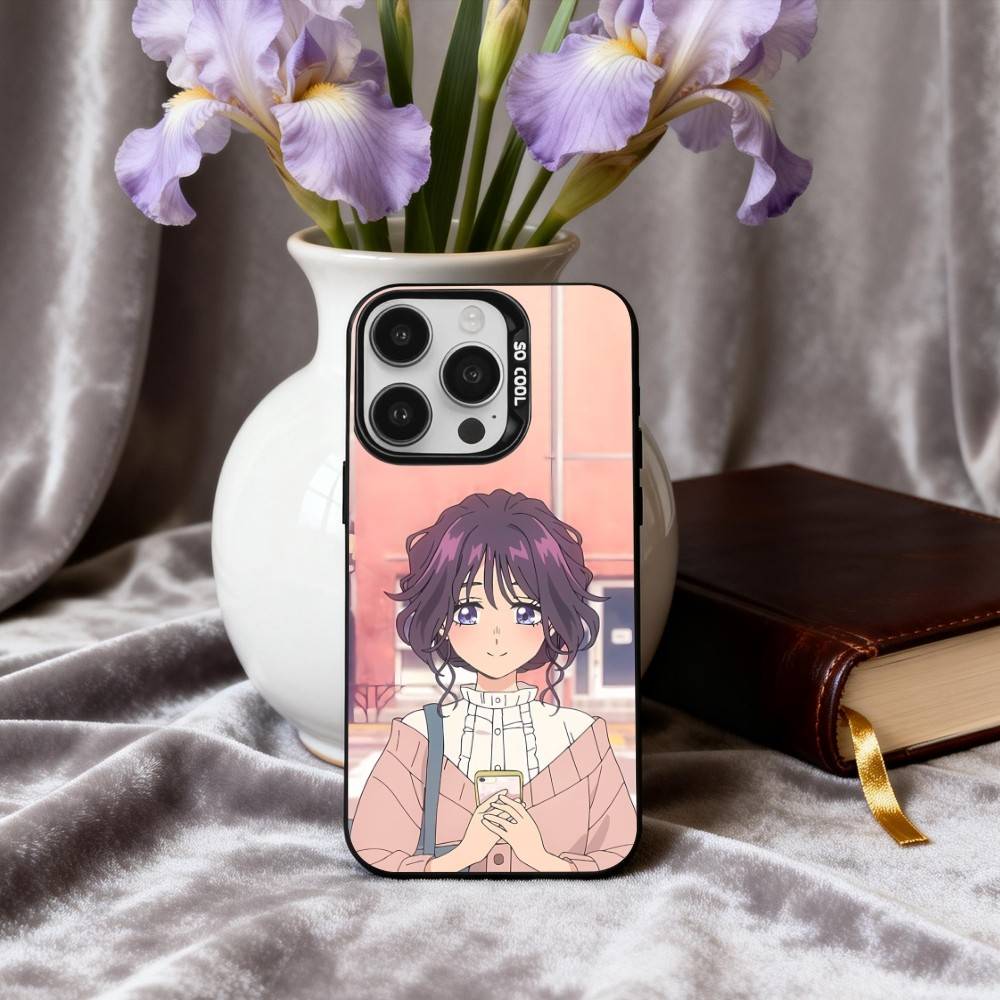 K-Kaoru H-Hana Wa Rin To S-Saku Phone Case For iPhone17,16,15,14,13,12,11 Plus,Pro Max Black Candy Silver Plated Cover
