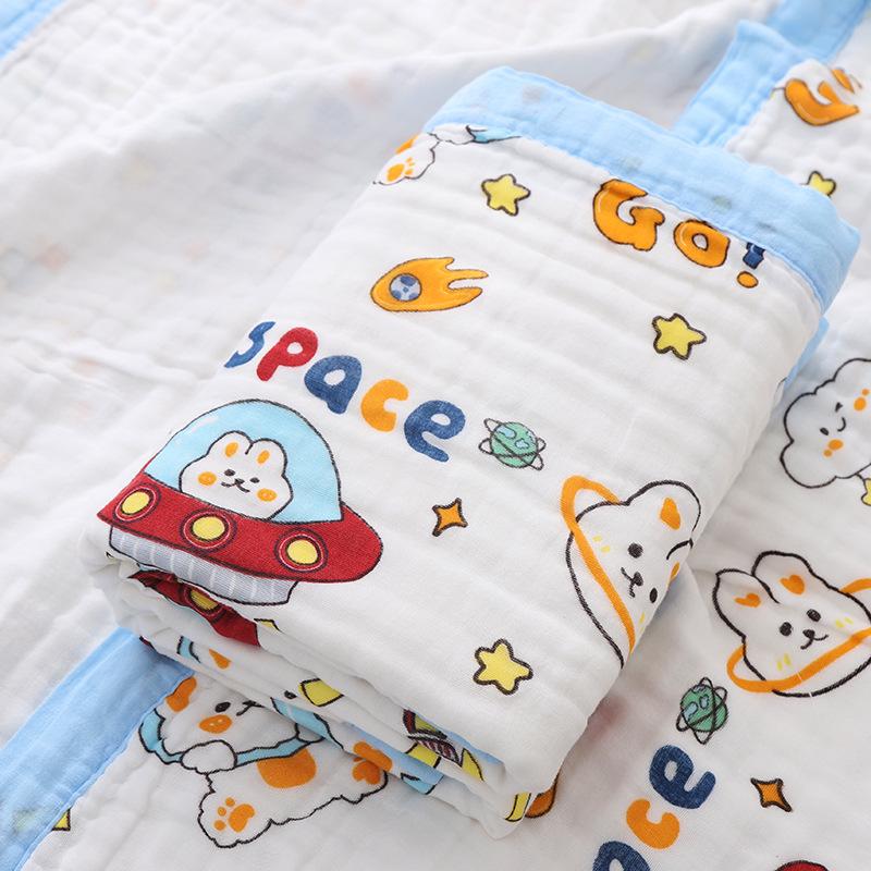 Baby Cotton Gauze Bath Towel Six-Layer High-Density Seersucker Children'S Quilt Baby Children'S Bath Towel Lunch Break Small Bag Towel