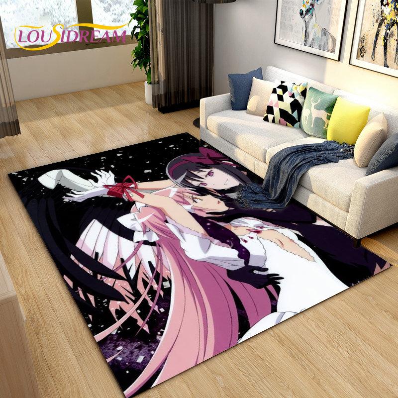 Puella Magi Madoka Magica Cartoon Area Rug,Carpet Rug for Living Room Bedroom Sofa Doormat Decoration, Kids Non-slip Floor Mat