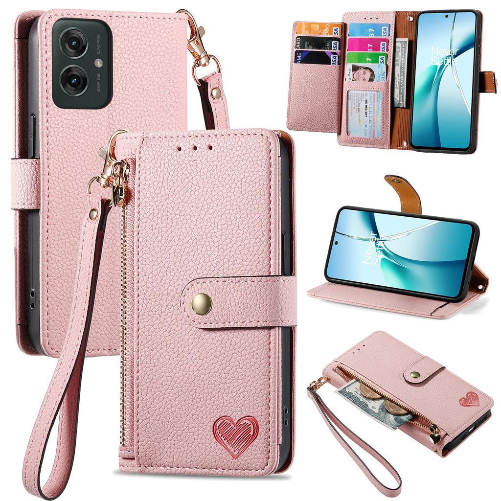 For Motorola Moto G55 5G Case RFID Blocking Zipper Pocket Leather Wallet Phone Cover