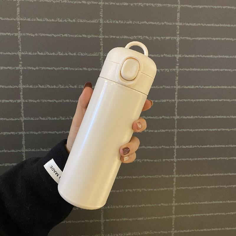 

Новая термокружка из нержавеющей стали с откидным чехлом, мини-двойная вакуумная прямая чашка, симпатичная простая чашка с горошком 300ml