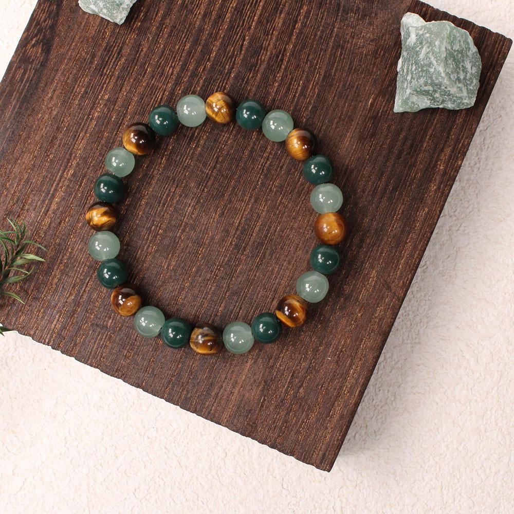 Festive Gifts Tiger Eye Sodalite Malachite and Aquamarine Beaded Bracelet Multicolor Fashion Jewelry for Daily Wear Simple Versatile Accessory