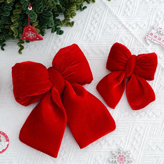 Red Christmas Velvet Bows Vintage Plush Stuffed Christmas Bows Hanging Ornament