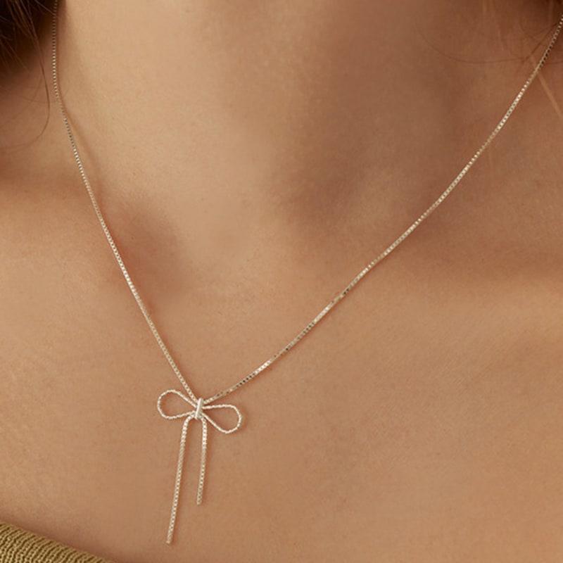 Lewe Shining chain ribbon drop necklace