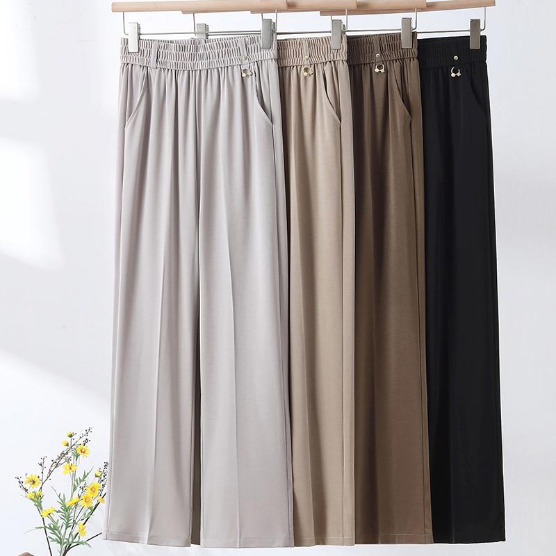 Women's Plus Size High Waist Cropped Wide Leg Pants – Elastic Waist Stretchy Trousers (Sizes XL-6XL) for Summer