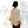 Johnature Women Vintage T-Shirts Spring Chinese Style Solid Color Butterfly Sleeve T-Shirts