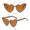 Rhinestone Decoration Heart-shaped Sunglasses Sun-Protective Driving Glasses Black Shades Glasses