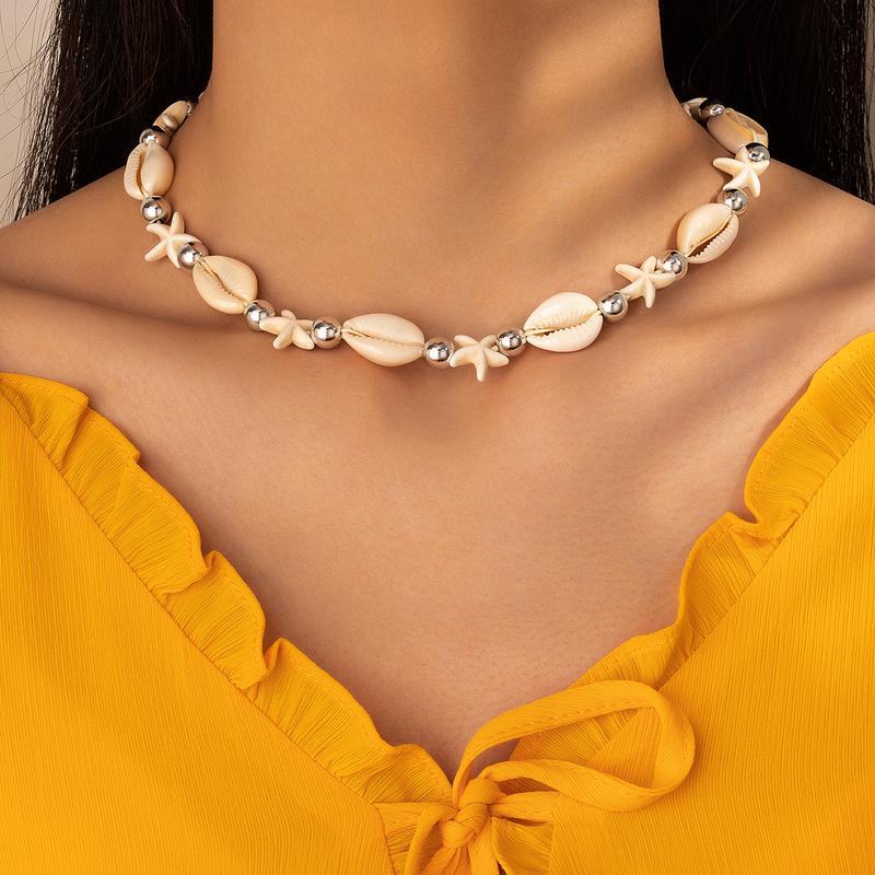Artículo de Venta Caliente Múltiples Opciones Dulce Personalidad Collar Choker de Concha de Estrella de Mar para Mujer Joyería Vacaciones en la Playa Elementos Oceánicos Bijoux Hechos a Mano