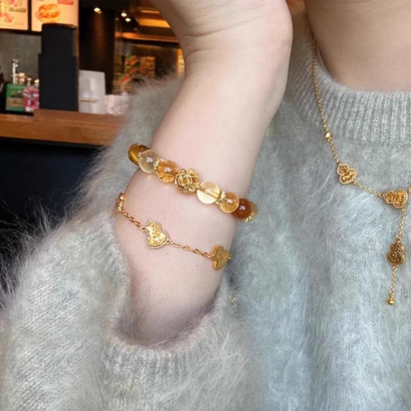 Zhaomimi Natural Citrine and Tiger Eye Stone Bracelet for Women, Valentine's Day Gift, Friendship Bracelet, Jewelry