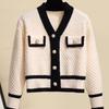 Early Autumn Elegant V-Neck Cardigan Sweater - Korean Style Women's Loose Knitwear