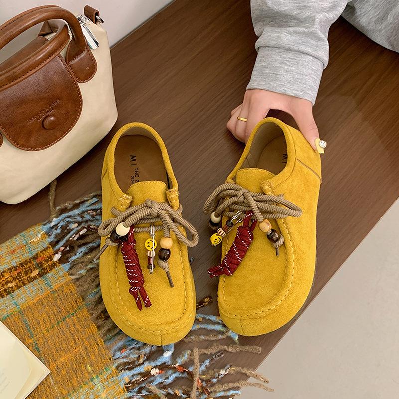 thick-soled beaded Boken shoes women's 2025 new retro versatile lazy one-pedal comfortable casual kangaroo shoes