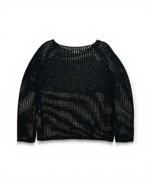 Bonseullipi Butterfly Sheer Open Knit Top (Black)