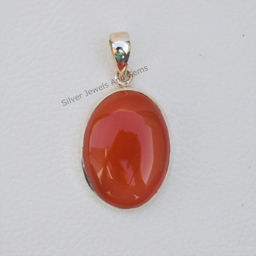 Natural Carnelian Pendant, Red Gemstone Pendant, Handmade Pendant, 925 Sterling Silver Pendant, Gift for Mom, Oval Carnelian Pendant