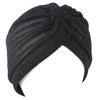 Women Shiny Silver Gold Knotted Turban Hat Muslim Indian Hijab Turban Female Muslim Hat Double Layer Headwrap Hair Accessories