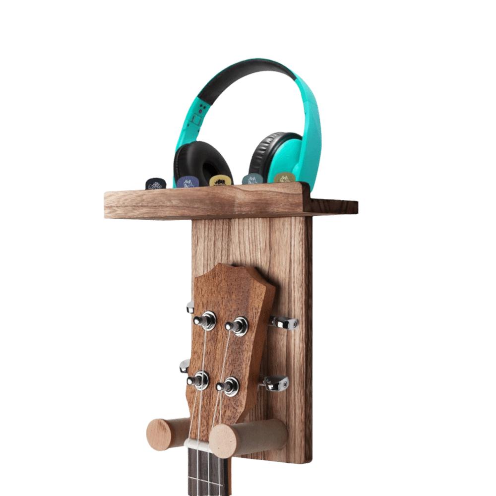

1pc Sturdy Guitar Wall Mount Hanger Wooden Scratch-Proof Guitar Wall Holders Save Spaces Musical Instrument Protection Wood Grain Color