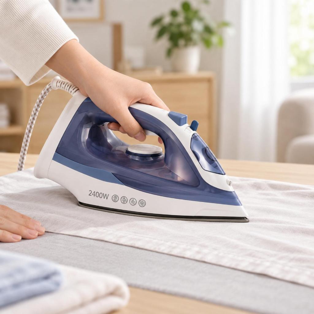 Corded Steam Iron Ergonomic 2400W AntiDrip for Clothing Maintenance, Household Laundry,
